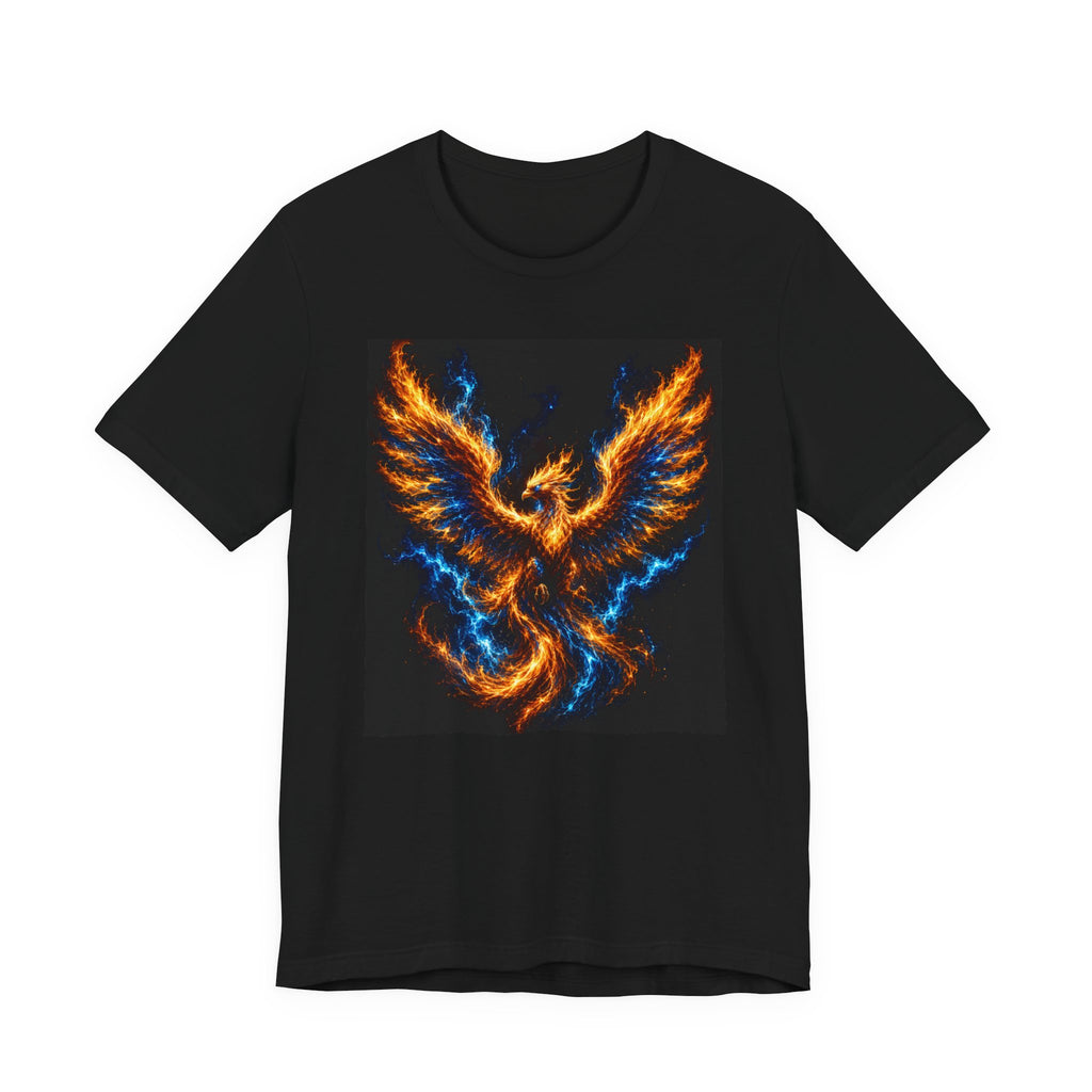 Phoenix Flame T-Shirt — Fiery Blue & Orange Mythical Bird Graphic Tee